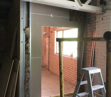 build 3 new partition walls with metal door frames and solid doors